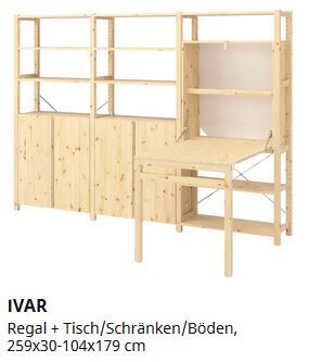 ivar mit tisch und regal